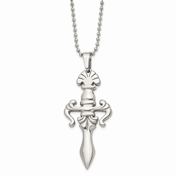 Stainless Steel Dagger 24in Necklace