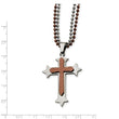 Stainless Steel Brown IP-plated Cross 24in Necklace