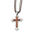 Stainless Steel Brown IP-plated Cross 24in Necklace