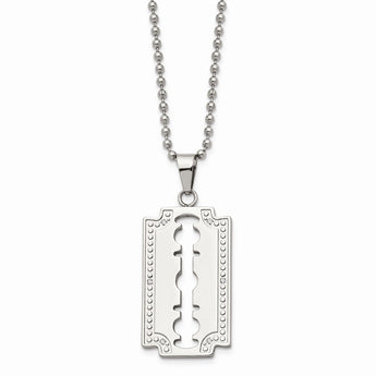 Stainless Steel 1/20ct. Diamond Razor Blade 24in Necklace