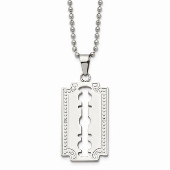 Stainless Steel 1/20ct. Diamond Razor Blade 24in Necklace