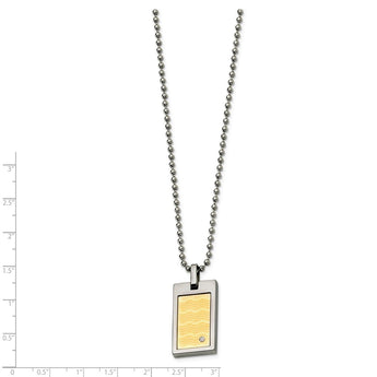 Stainless Steel 18k Gold-plated with .01ct. Diamond 24in Necklace