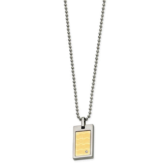 Stainless Steel 18k Gold-plated with .01ct. Diamond 24in Necklace
