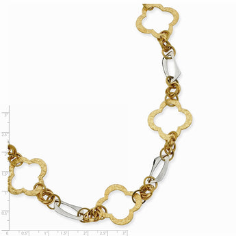 Stainless Steel Yellow IP-plated Fancy Link with extender Necklace
