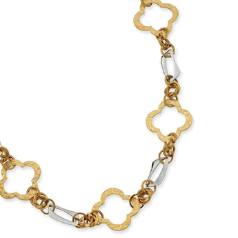 Stainless Steel Yellow IP-plated Fancy Link with extender Necklace
