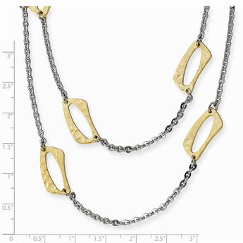 Stainless Steel Yellow IP-plated Square Link Necklace