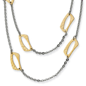 Stainless Steel Yellow IP-plated Square Link Necklace