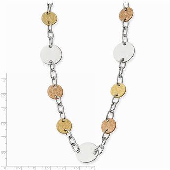 Stainless Steel Pink & Yellow IP-plated Circle 26.5in Necklace