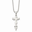 Stainless Steel Cross Dagger Pendant 22in Necklace