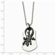 Stainless Steel Polished & Black Enamel Lizard Necklace
