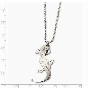 Stainless Steel Lizard with CZ Necklace