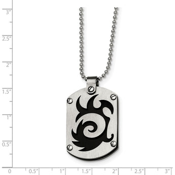 Stainless Steel Black IP-plated Swirl Dog Tag Necklace