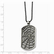 Stainless Steel Grey Carbon Fiber Inlay Spider Web Dog Tag Necklace