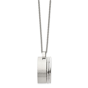 Stainless Steel Brushed Pendant 22in Necklace