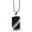 Stainless Steel Black Enamel Dog Tag Pendant 20in Necklace