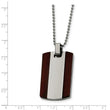 Stainless Steel Wood Dog Tag Pendant Necklace