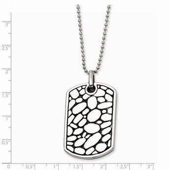 Stainless Steel Black Enamel Pebble Dog Tag Pendant Necklace