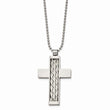 Stainless Steel Silver Inlay Cross 24in Necklace