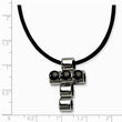 Stainless Steel Black IP-plated Beads Cross Necklace