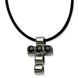 Stainless Steel Black IP-plated Beads Cross Necklace