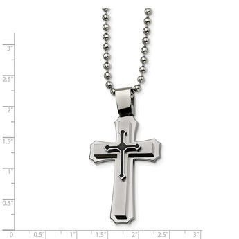 Stainless Steel Black IP-plated Cross Necklace