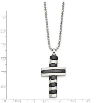 Stainless Steel Black IP-plated Cross Pendant Necklace