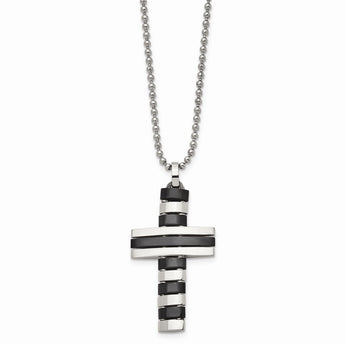 Stainless Steel Black IP-plated Cross Pendant Necklace