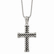 Stainless Steel Black Plated Cross Pendant 22in Necklace