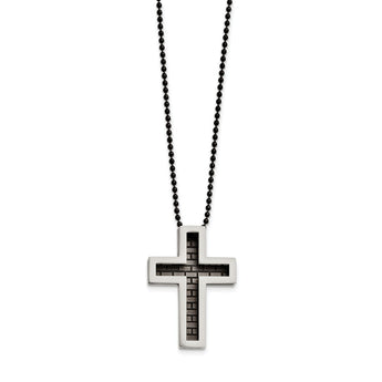 Stainless Steel IP Black-plated Cross Necklace