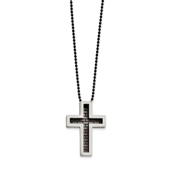 Stainless Steel IP Black-plated Cross Necklace