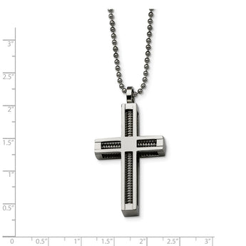 Stainless Steel Polished Cross Pendant 24in Necklace