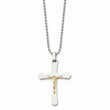 Stainless Steel 14k Gold Accent Crucifix Pendant Necklace