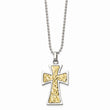 Stainless Steel 14k Accent Cross Pendant Necklace