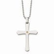 Stainless Steel 14k Accent w/ 2pt Diamond Cross Necklace
