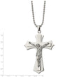 Stainless Steel Polished Crucifix Pendant 22in Necklace