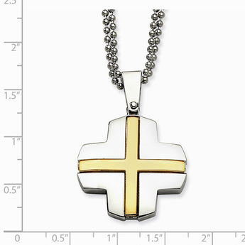 Stainless Steel Yellow IP-plated Cross Necklace