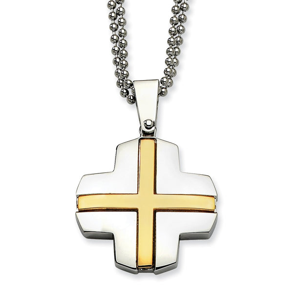 Stainless Steel Yellow IP-plated Cross Necklace