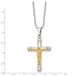 Stainless Steel Yellow IP-plated Crucifix Pendant Necklace