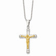 Stainless Steel Yellow IP-plated Crucifix Pendant Necklace