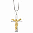 Stainless Steel Yellow IP-plated Crucifix Pendant Necklace