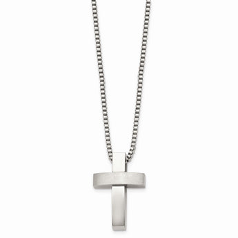 Stainless Steel Cross Pendant 22in Necklace