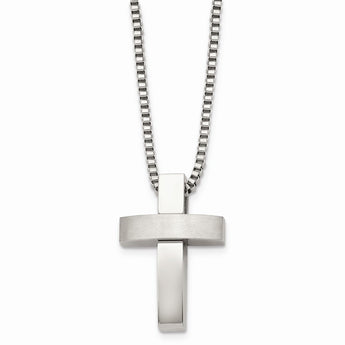 Stainless Steel Cross Pendant 22in Necklace