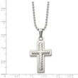Stainless Steel Cross Pendant 24in Necklace
