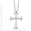 Stainless Steel Polished Cross w/ CZ Pendant 22in Necklace