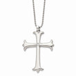 Stainless Steel Polished Cross w/ CZ Pendant 22in Necklace