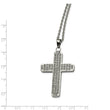 Stainless Steel CZs Cross Pendant 22in Necklace