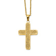 Stainless Steel Yellow IP-plated with CZs Cross Pendant Necklace