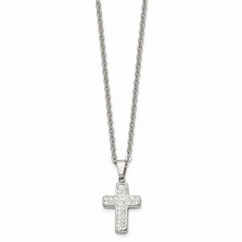 Stainless Steel Crystal Cross Pendant Necklace