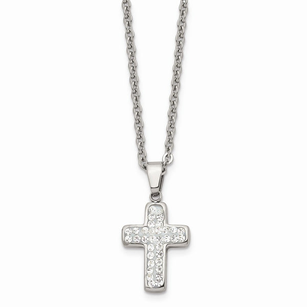Stainless Steel Crystal Cross Pendant Necklace