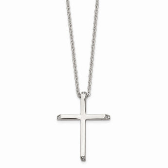 Stainless Steel CZ Cross Pendant Necklace